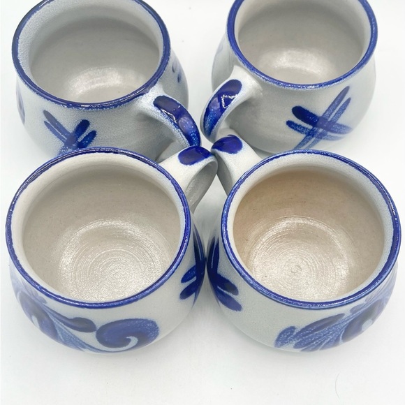 VTG Schilz Germany Cobalt Blue Salt Glaze Pottery Stoneware Mugs Set Of 4 - Picture 3 of 5